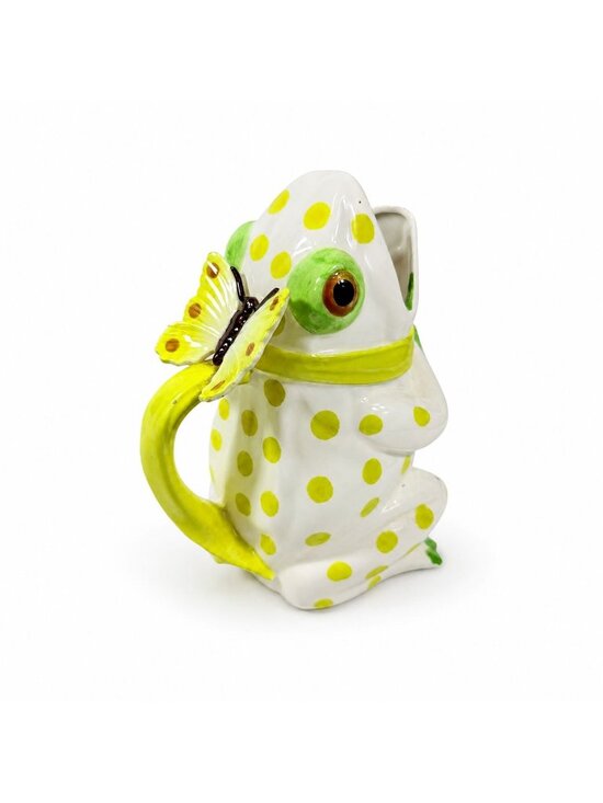 Seymour Mann Other - Frog Pitcher Vase Seymour Mann Hand Painted Ceramic Yellow Green Polka Dots Butt